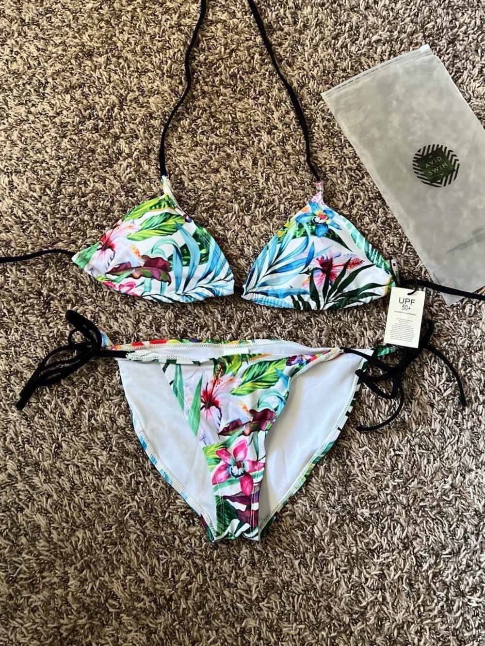 Tropical Floral String Bikini - Vibrant Multicolor